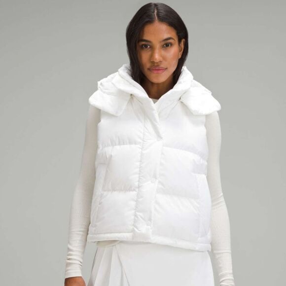 Lululemon Wunder Puff Cropped Vest In White Size 6 New No Tag - Picture 1 of 16